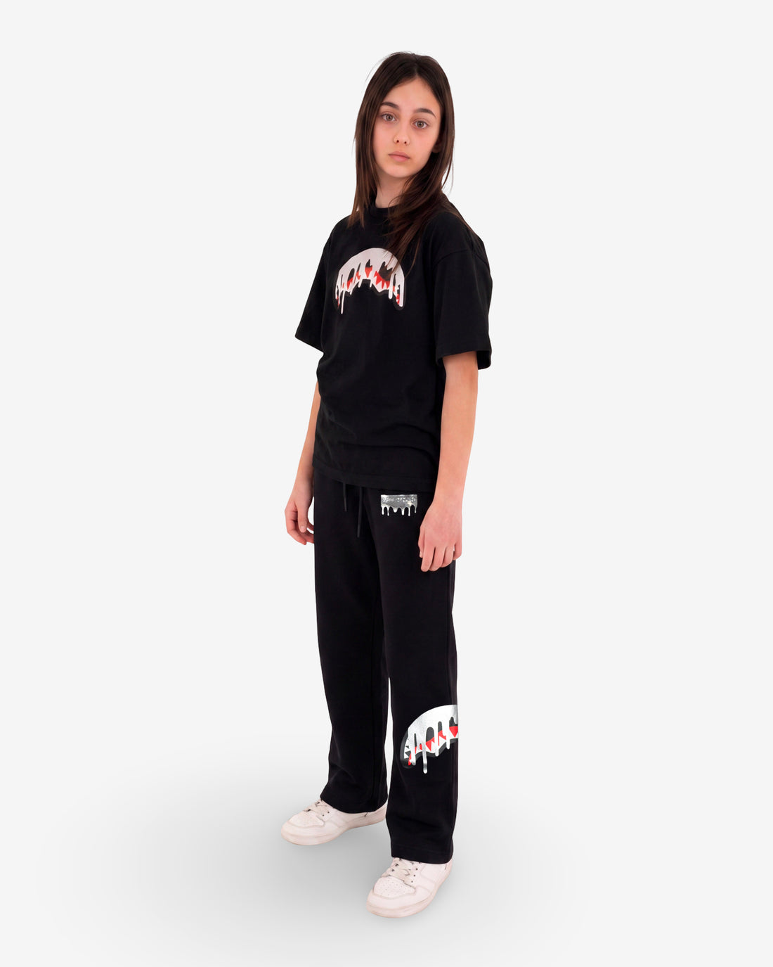 SILVER DRIP OVER PANTS BLACK