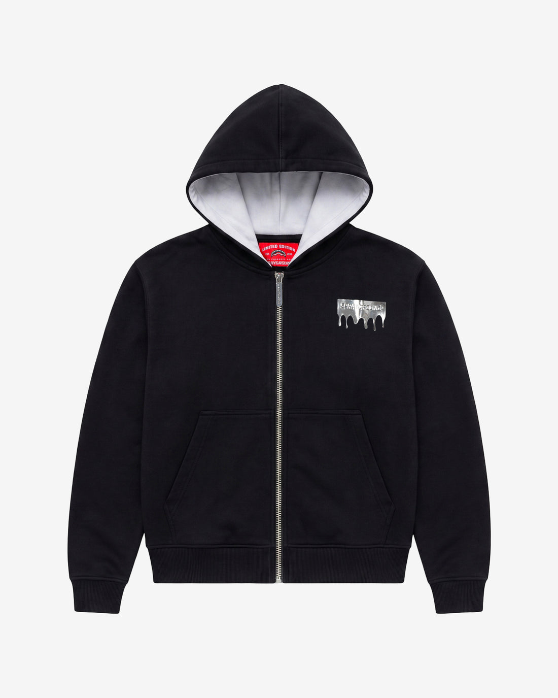 SILVER DRIP SMOOTH PERFECT FULL-ZIP HOODIE BLACK
