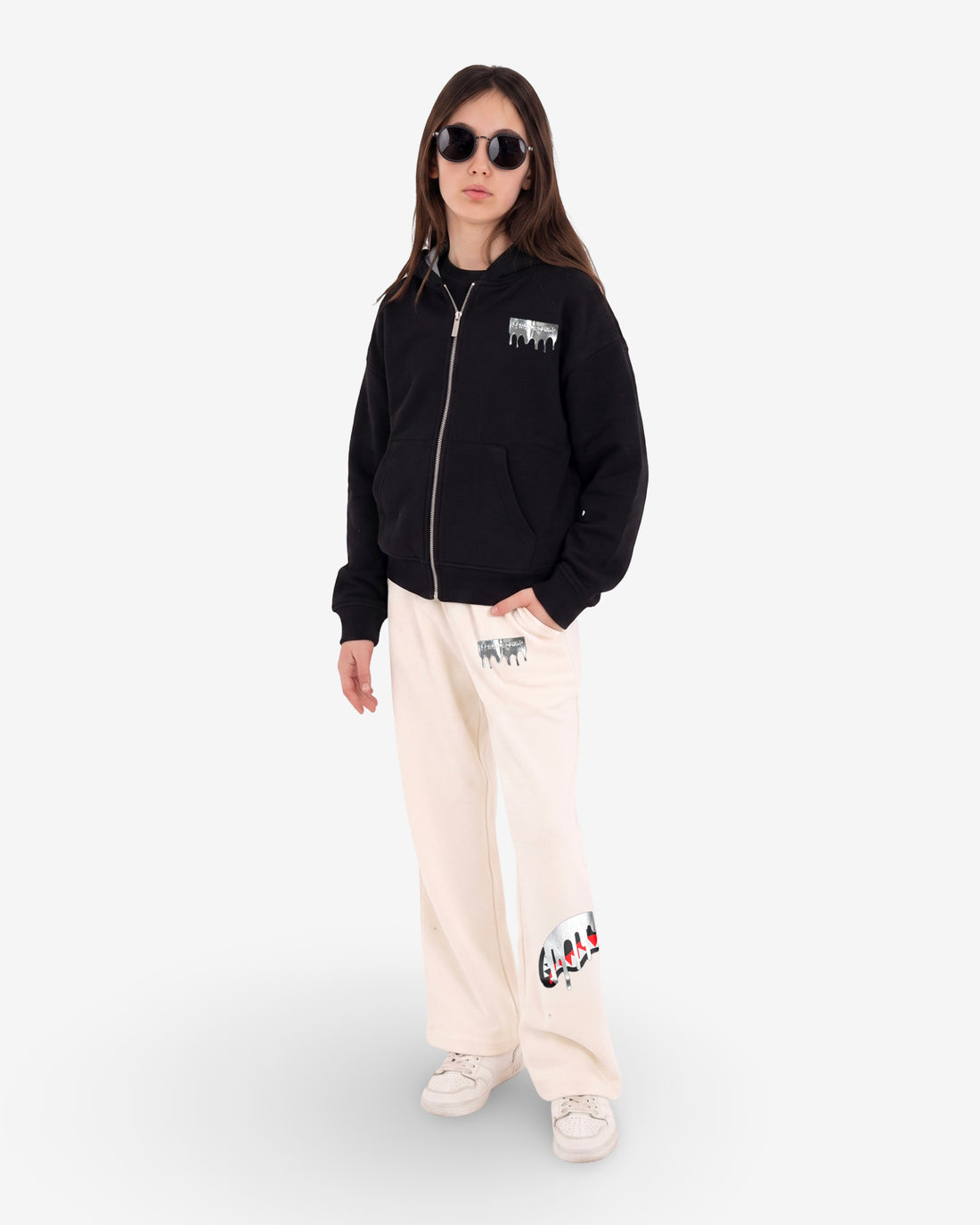 SILVER DRIP SMOOTH PERFECT FULL-ZIP HOODIE BLACK