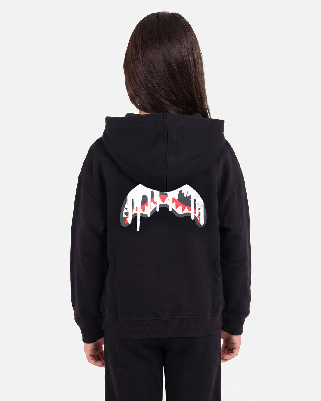 SILVER DRIP SMOOTH PERFECT FULL-ZIP HOODIE BLACK