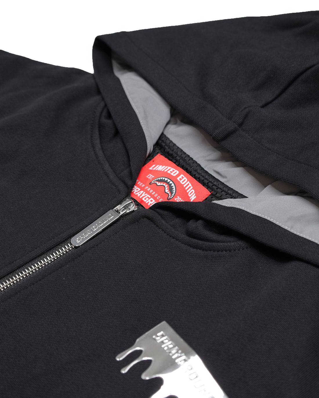 SILVER DRIP SMOOTH PERFECT FULL-ZIP HOODIE BLACK