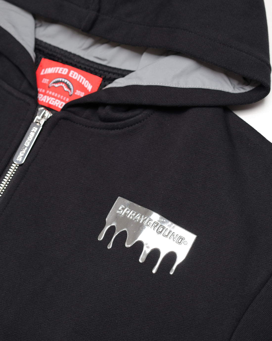 SILVER DRIP SMOOTH PERFECT FULL-ZIP HOODIE BLACK