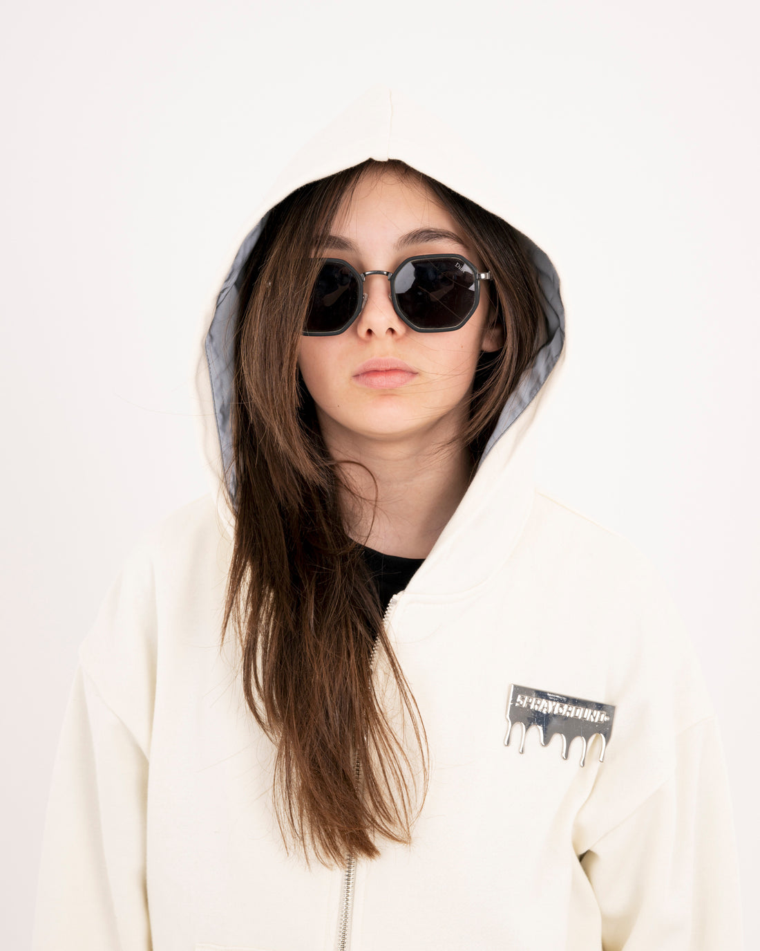 SILVER DRIP SMOOTH PERFECT FULL-ZIP HOODIE