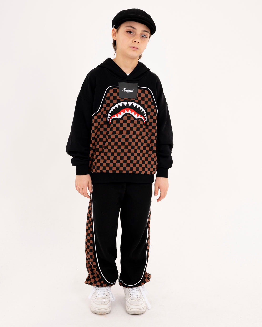 CHECKERED CONTRAST COMFY HOODIE