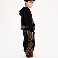 CHECKERED CONTRAST COMFY HOODIE
