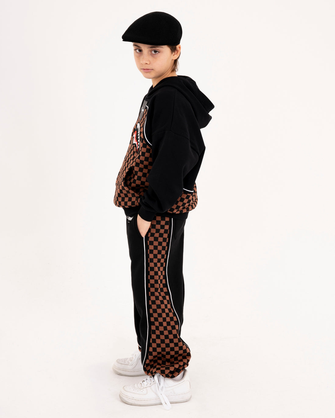 CHECKERED CONTRAST COMFY HOODIE