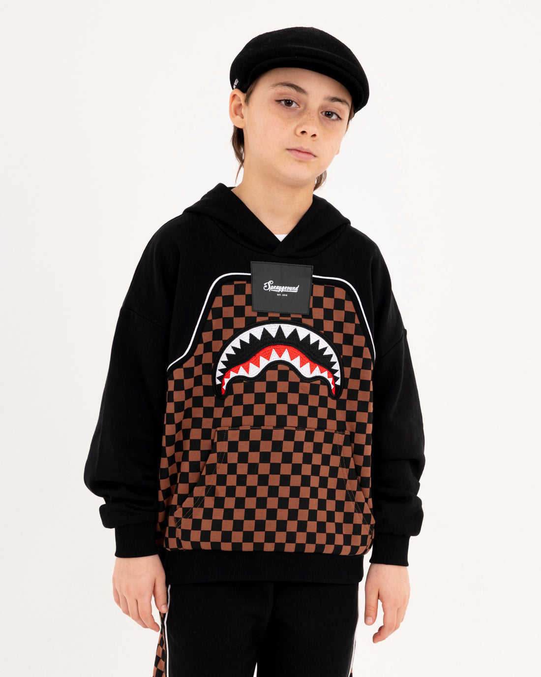 CHECKERED CONTRAST COMFY HOODIE
