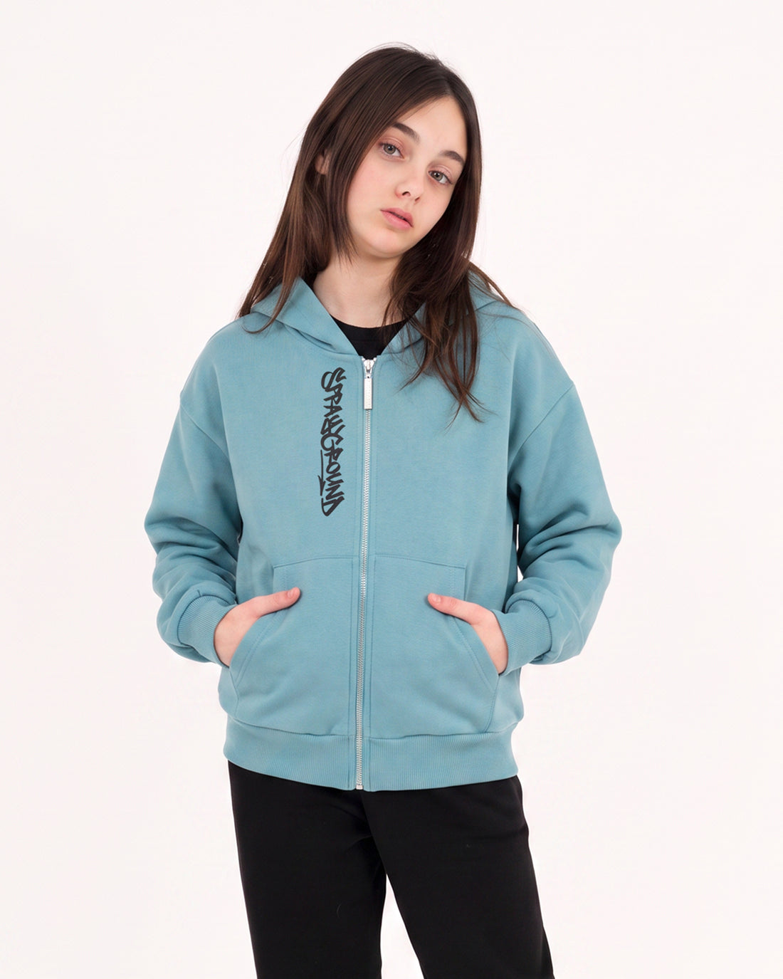 SPRAYGROUND TAG FULL-ZIP PERFECT HOODIE SMOKE BLUE