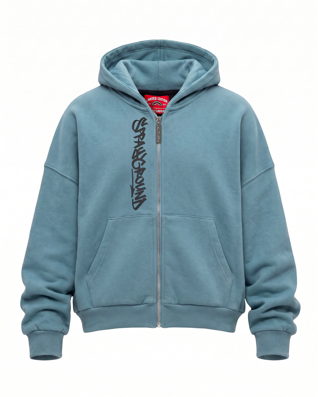 SPRAYGROUND TAG FULL-ZIP PERFECT HOODIE SMOKE BLUE