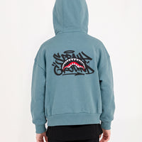 SPRAYGROUND TAG FULL-ZIP PERFECT HOODIE SMOKE BLUE