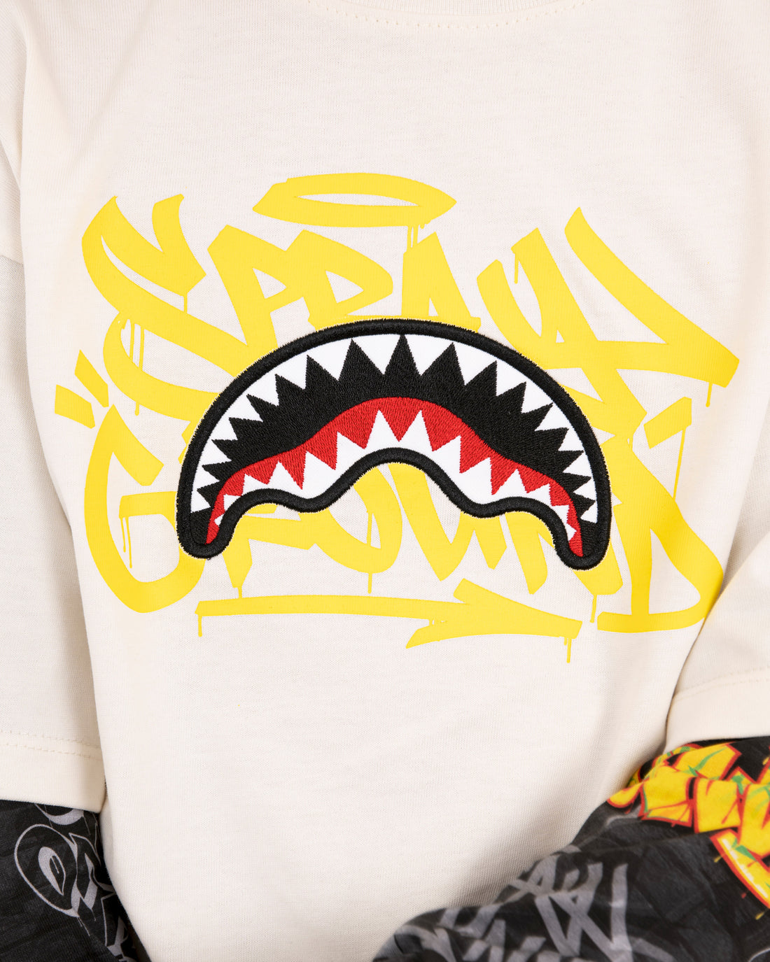 SPRAYGROUND TAG DOUBLE OVER T-SHIRT IVORY