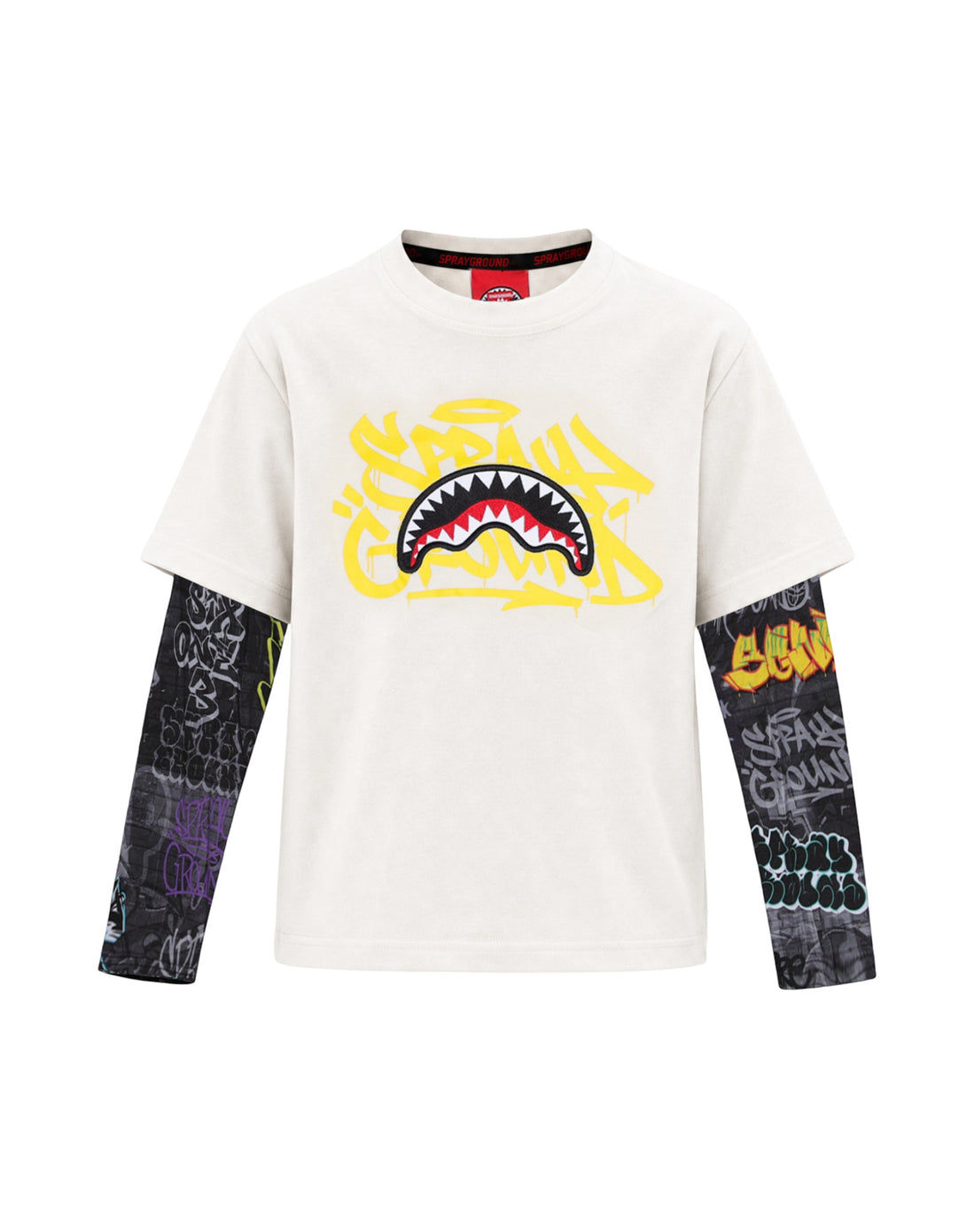 SPRAYGROUND TAG DOUBLE OVER T-SHIRT IVORY