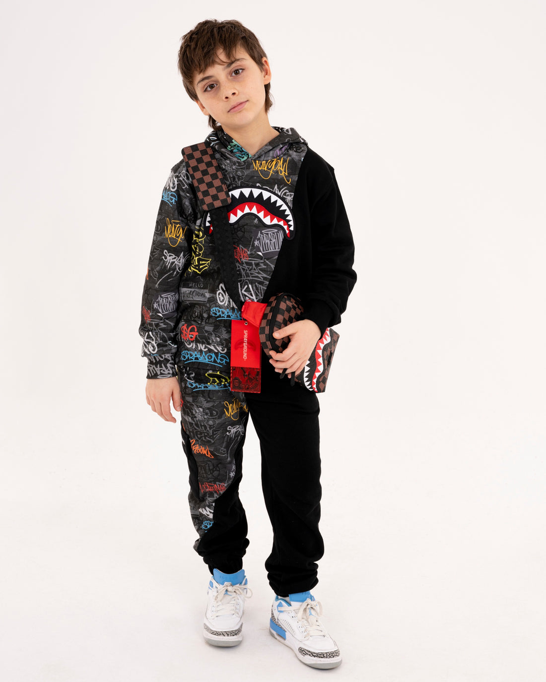 DIAGONAL CUT GRAFFITI REGULAR HOODIE