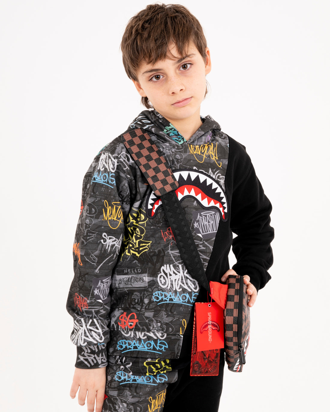 DIAGONAL CUT GRAFFITI REGULAR HOODIE
