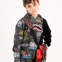 DIAGONAL CUT GRAFFITI REGULAR HOODIE