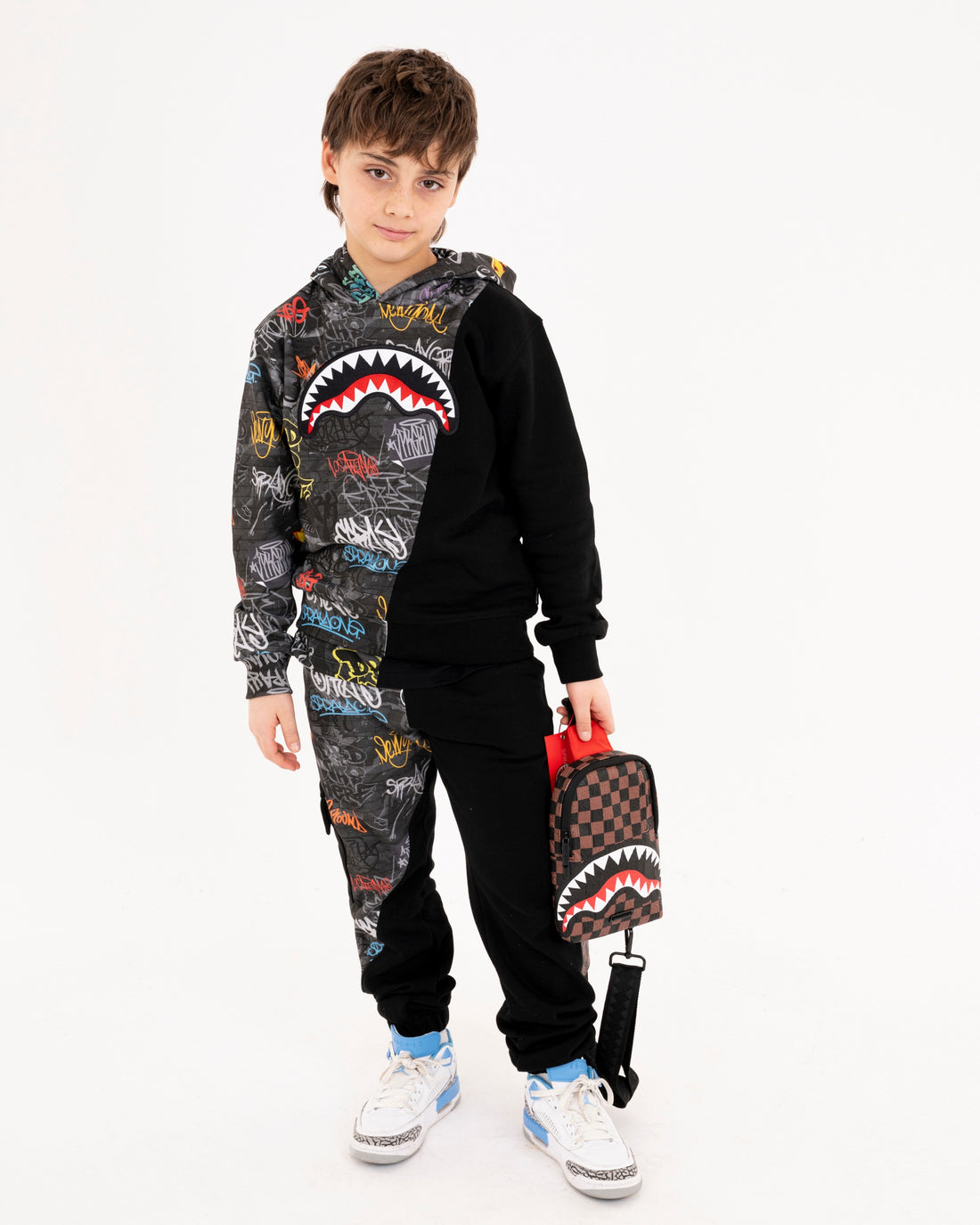 DIAGONAL CUT GRAFFITI REGULAR HOODIE
