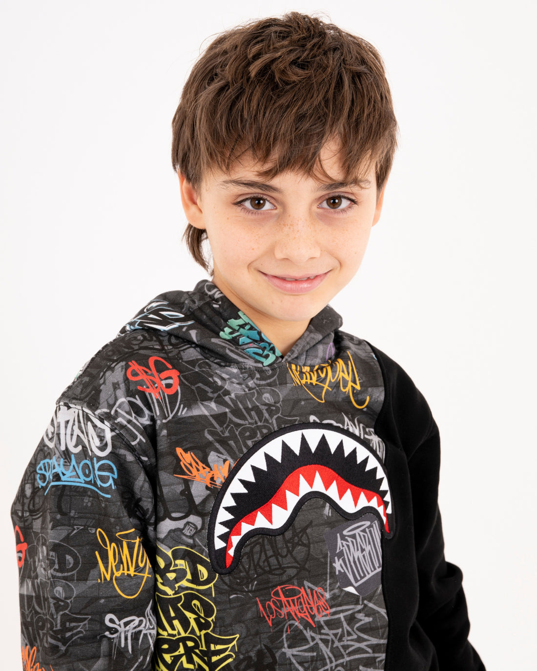 DIAGONAL CUT GRAFFITI REGULAR HOODIE