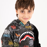DIAGONAL CUT GRAFFITI REGULAR HOODIE