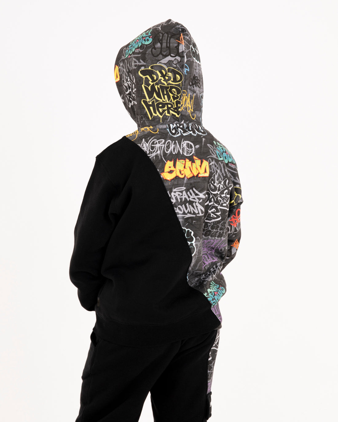 DIAGONAL CUT GRAFFITI REGULAR HOODIE