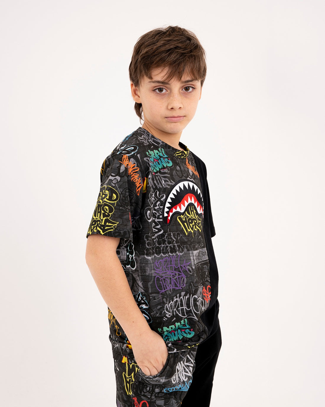 DIAGONAL CUT GRAFFITI REGULAR T-SHIRT