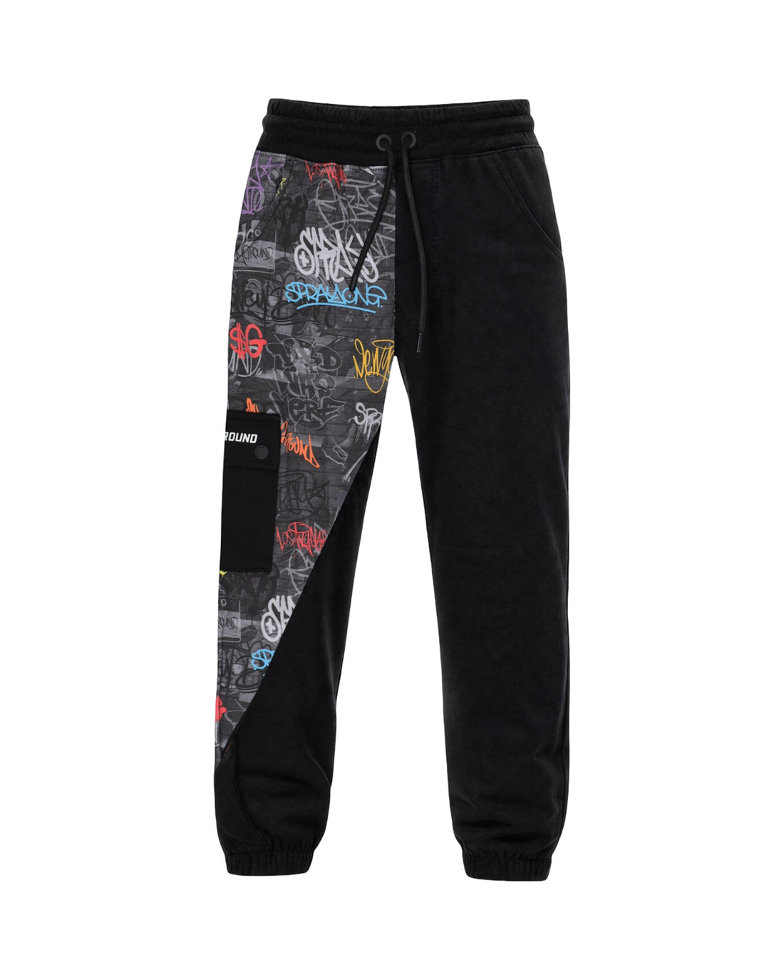 DIAGONAL CUT GRAFFITI PANTS