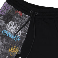 DIAGONAL CUT GRAFFITI PANTS