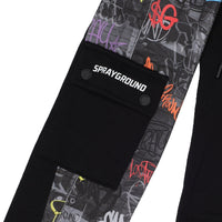 DIAGONAL CUT GRAFFITI PANTS