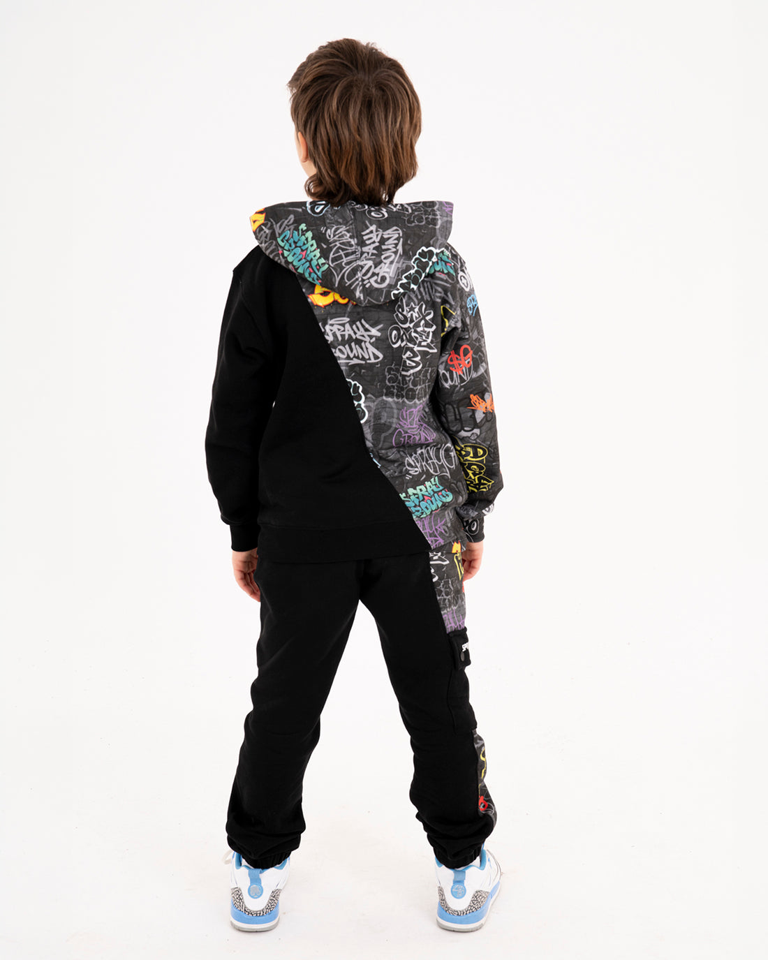 DIAGONAL CUT GRAFFITI PANTS