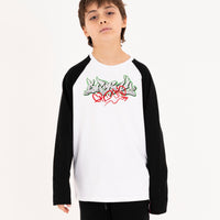 IN THE WALL RAGLAN LONG T-SHIRT W BLK
