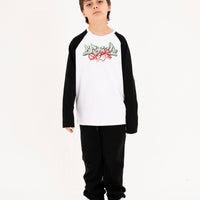 IN THE WALL RAGLAN LONG T-SHIRT W BLK