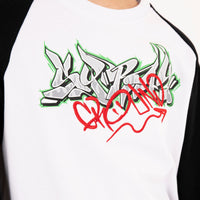 IN THE WALL RAGLAN LONG T-SHIRT W BLK