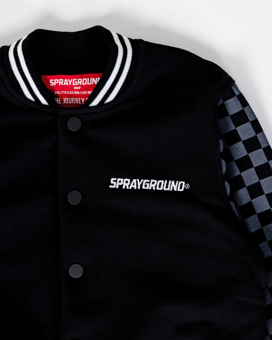 Youth - Sprayground Jacket CHECKERED GREY VARSITY Black