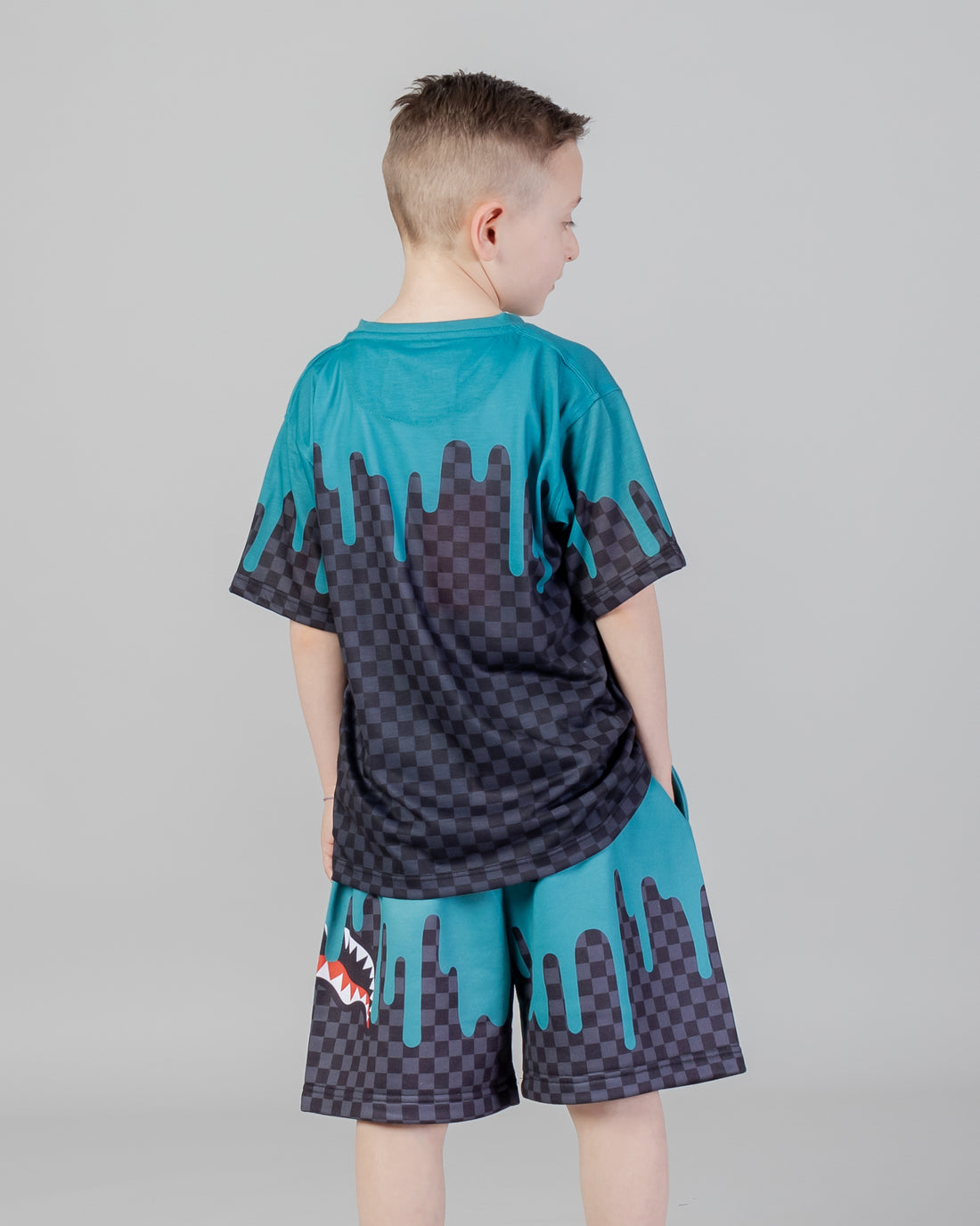 Ragazzo/a - Color Dripping Grey Check T-shirt Youth