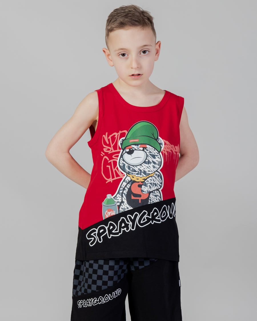Youth - Sprayground T-shirt BEAR HANGTAG TANKTOP YOUTH Red