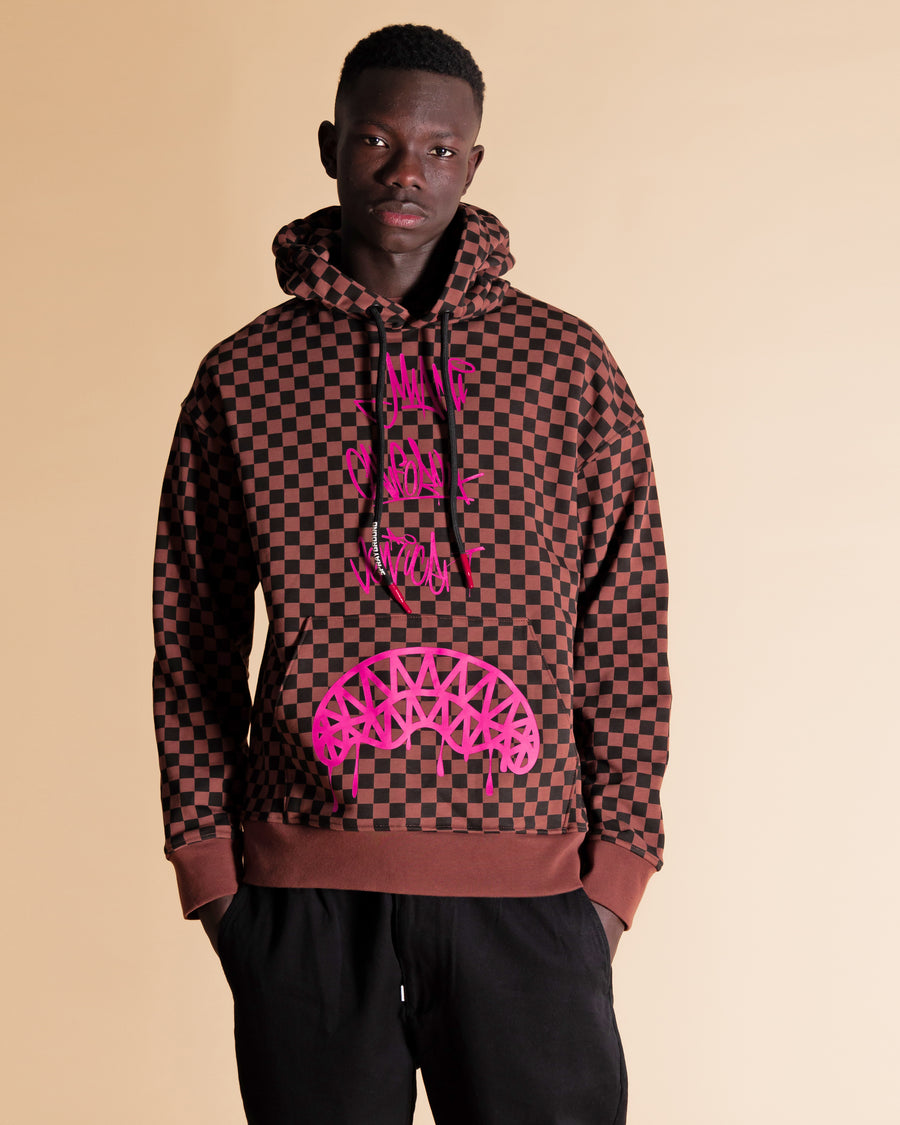 Louis Vuitton Dark Brown Monogram And Checkerboard Mens Hoodie