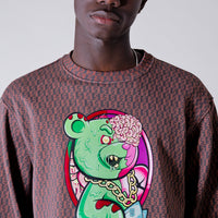 Zombie Bear Money Checkered Crewneck