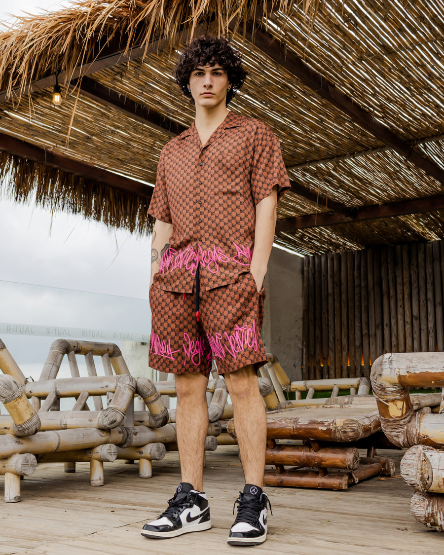 Louis Vuitton damier Hawaiian Shirt Shorts 