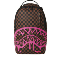 Pink Drip Brown Check Dlx Backpack