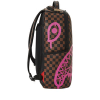 Pink Drip Brown Check Dlx Backpack