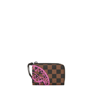 Pink Drip Brown Check Wallet