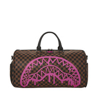 Pink Drip Brown Check Duffle