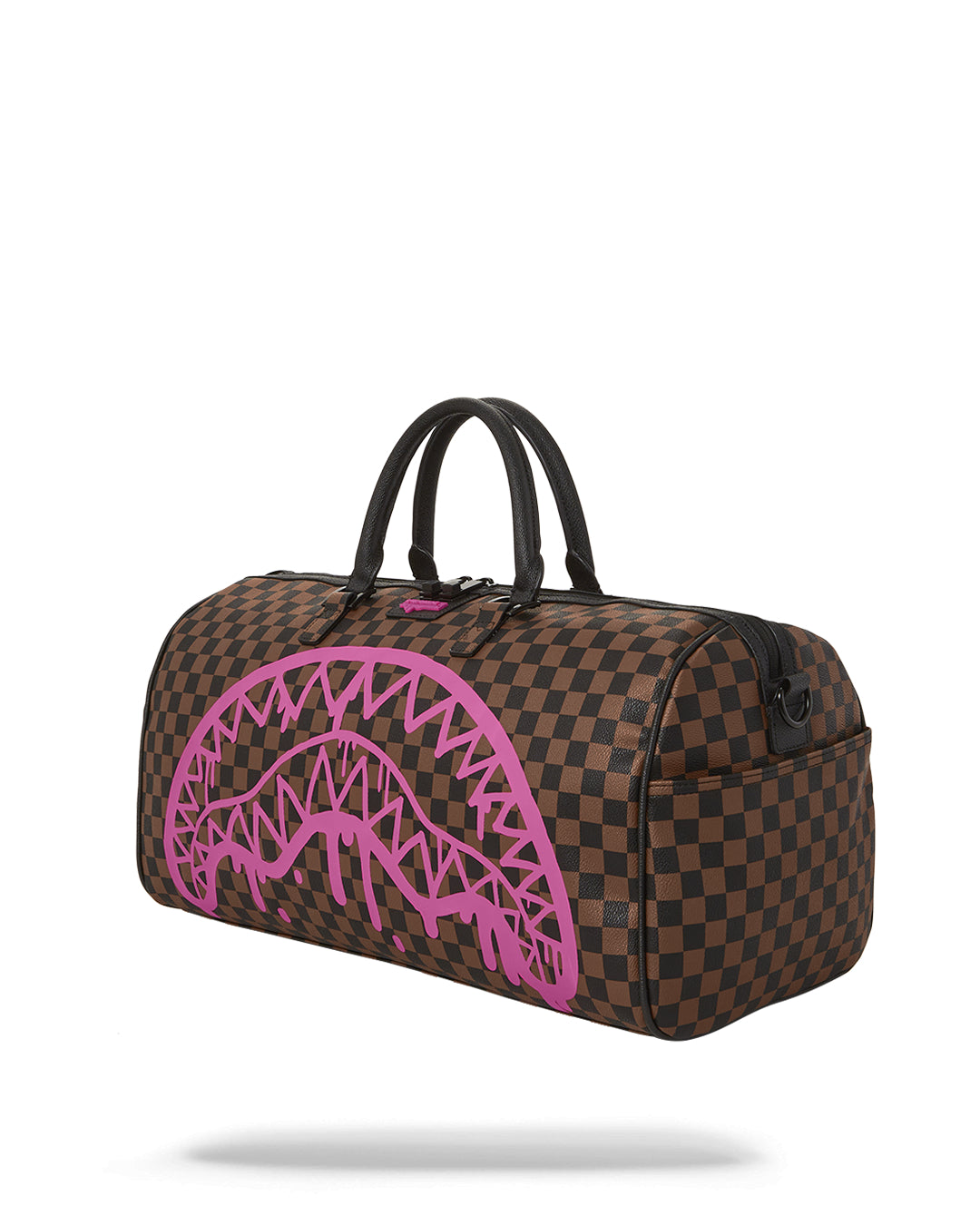 Pink Drip Brown Check Duffle