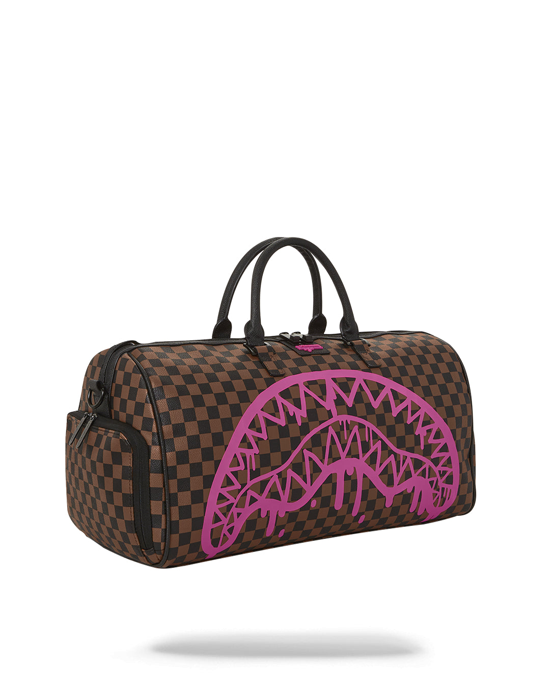 Pink Drip Brown Check Duffle