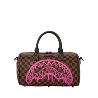 Pink Drip Brown Check Mini Duffle