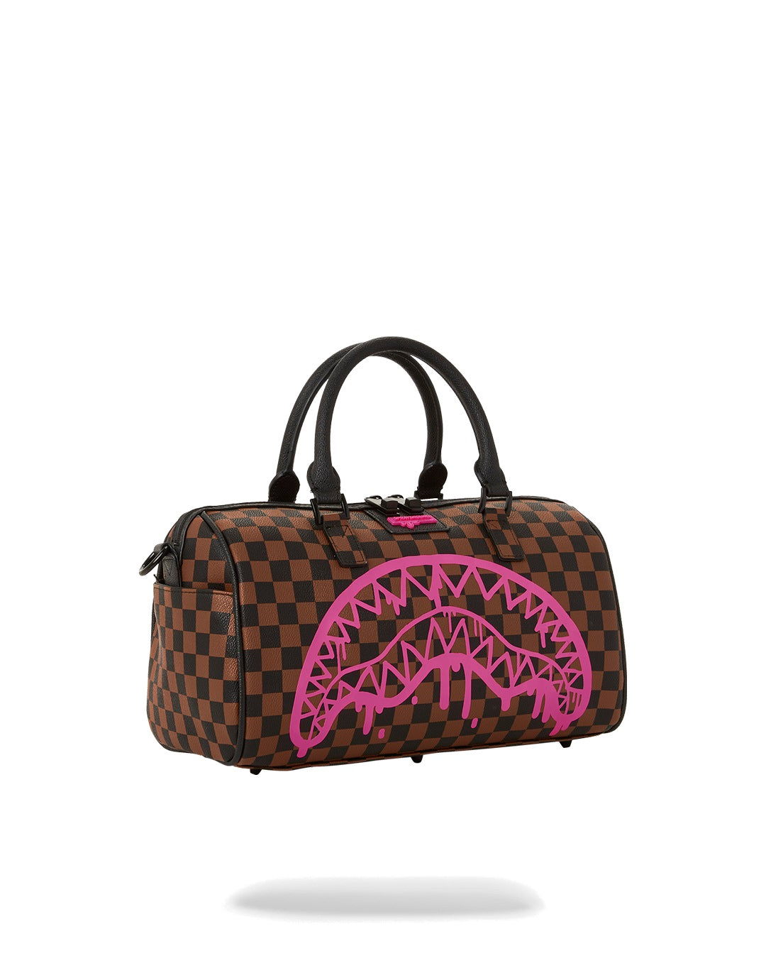 Pink Drip Brown Check Mini Duffle