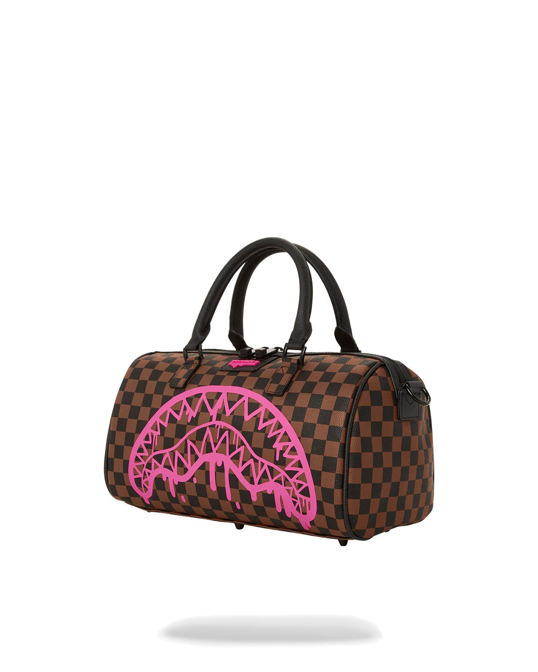 Pink Drip Brown Check Mini Duffle