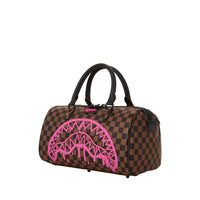 Pink Drip Brown Check Mini Duffle