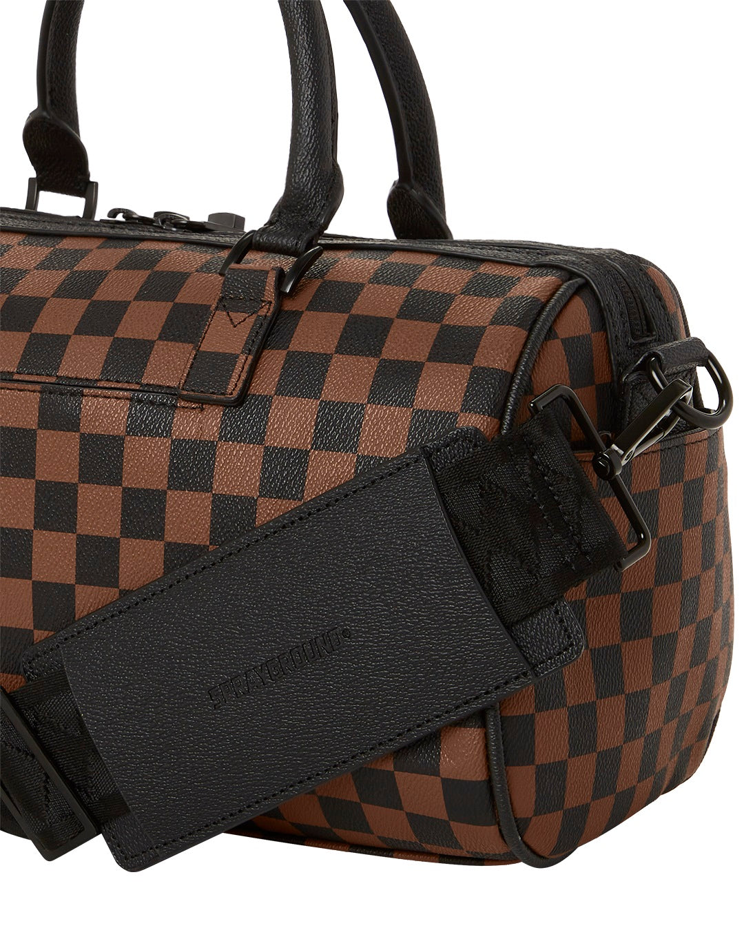 Pink Drip Brown Check Mini Duffle