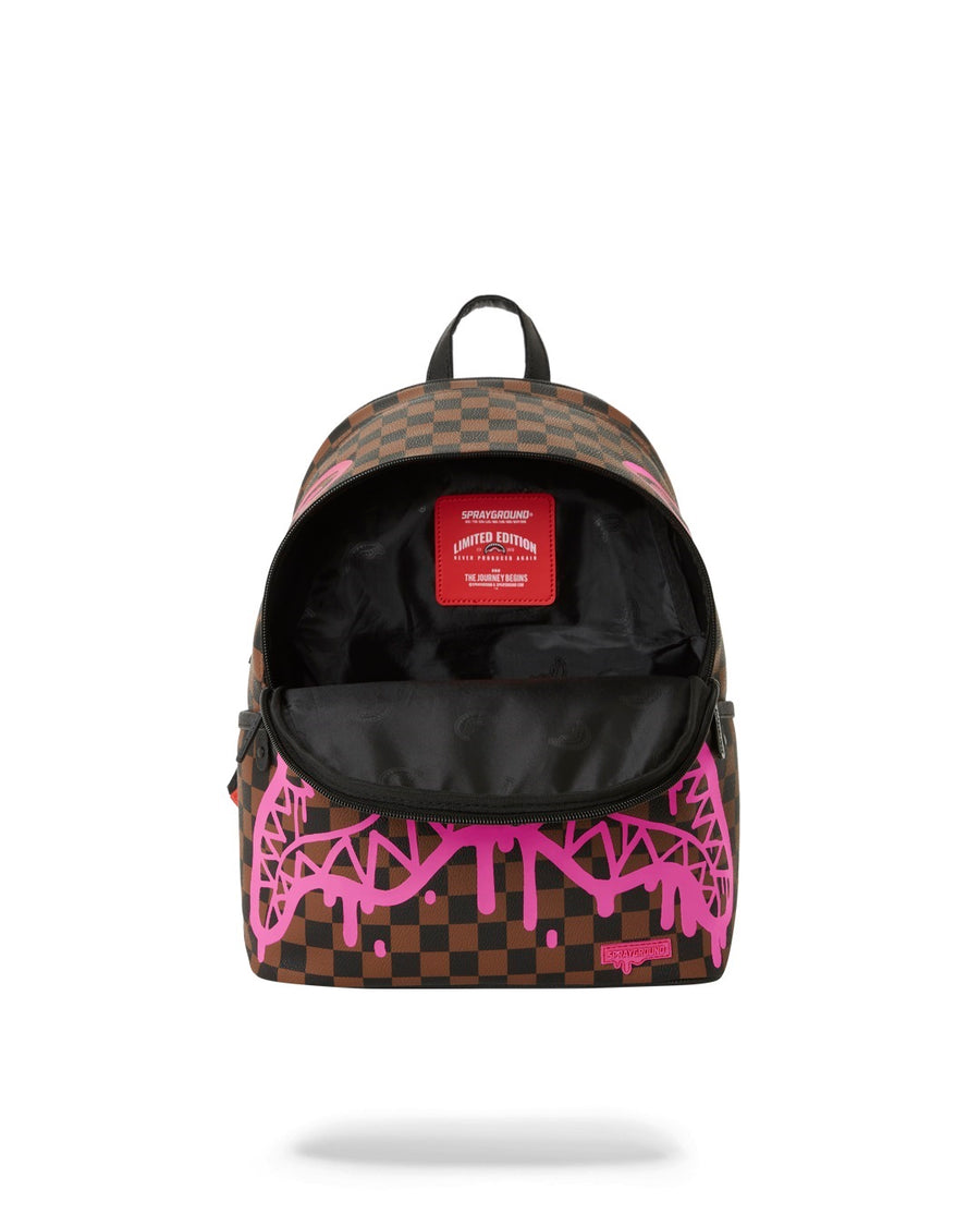 Sprayground DOUBLE DRIP BACKPACK BROWN BLACK GOLD CHECKERED