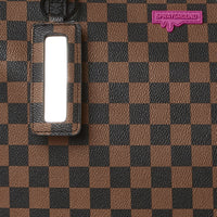 Pink Drip Brown Check Tote Bag